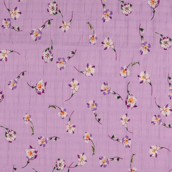 Slub Voile - Blüten auf flieder